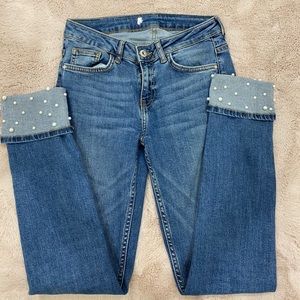 Zara Denim Collection Jeans with Pearls